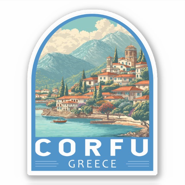 Corfu Greece Travel Art Emblem (Front)