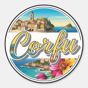 Corfu Greece Travel Classic Round Sticker