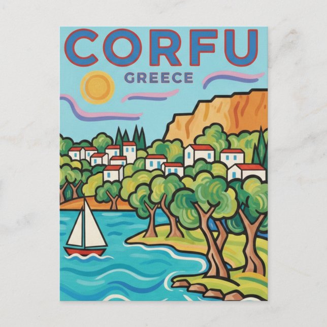 Corfu Greece Travel Postcard (Front)