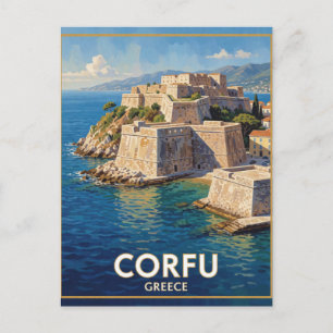 Corfu Greece Venetian Fortress Travel Postcard