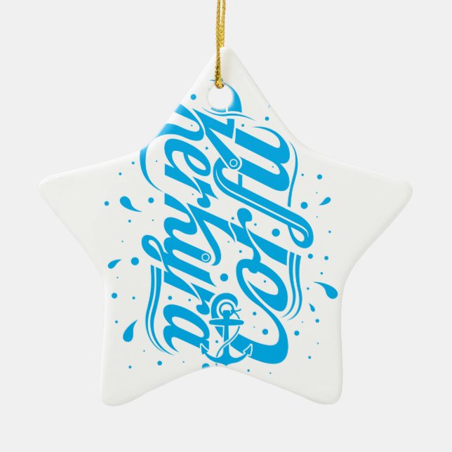 Corfu - Kerkyra typography design Ceramic Tree Decoration (Front)