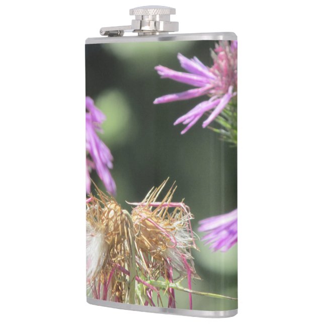 Corfu Lilac Wildflowers Hip Flask (Left)