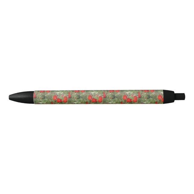 Corfu Red Poppies  Black Ink Pen (Front)