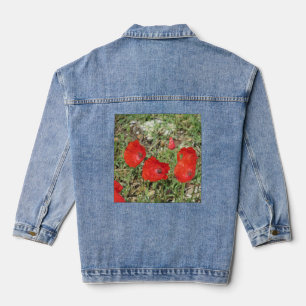 Corfu Red Poppies Denim Jacket