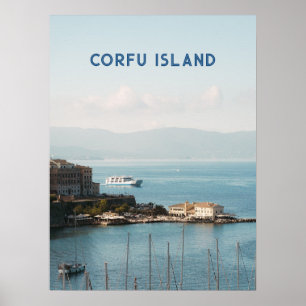 Corfu Town Harbour View, Travel Poster