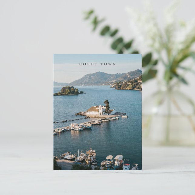 Corfu Town Vlacherna Monastery Scenic Postcard (Standing Front)