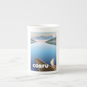 Corfu Travel poster Bone China Mug