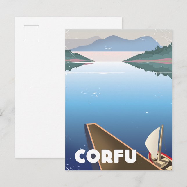 Corfu Travel poster Invitation Postcard (Front/Back)
