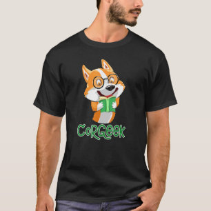 Corgeek Corgi Geek Pun Cute Nerd Dog Reading Book T-Shirt