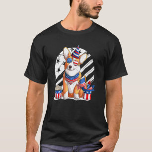 Corgi 4th Of July American Sunglasses Dog Puppy Us T-Shirt