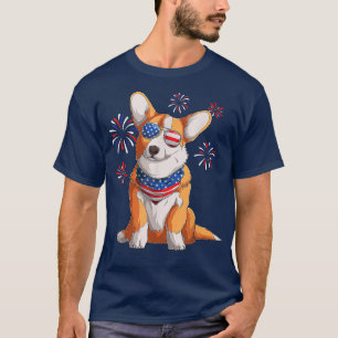 Corgi 4th of July Merica Men Women USA American Fl T-Shirt