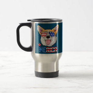Corgi 4th Of July Merica Men Women USA American Travel Mug