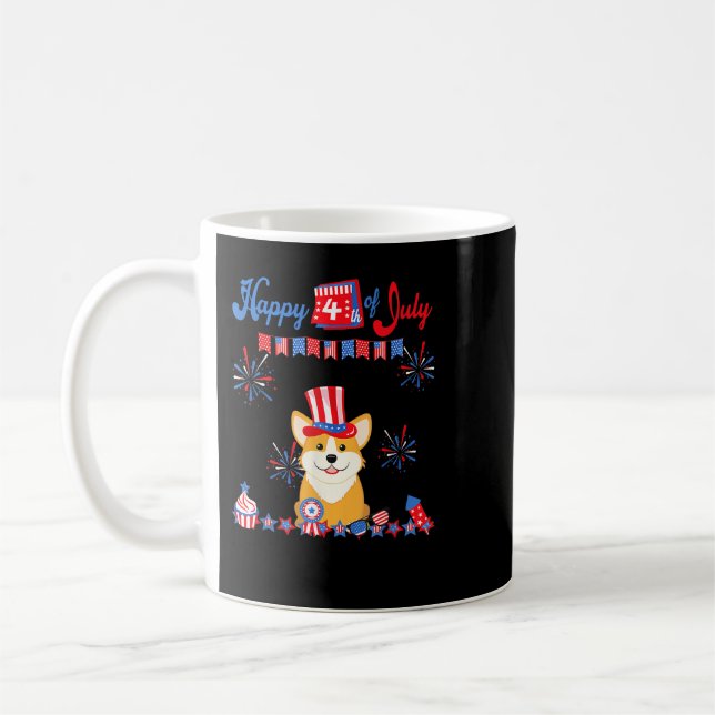 Corgi 4th of July Pembroke Welsh Corgi Independenc Coffee Mug (Left)