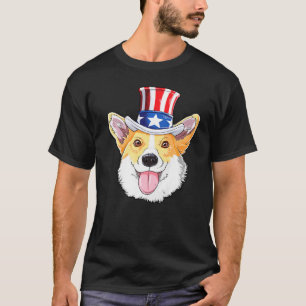 Corgi 4th Of July Uncle Sam Men Usa American Flag T-Shirt