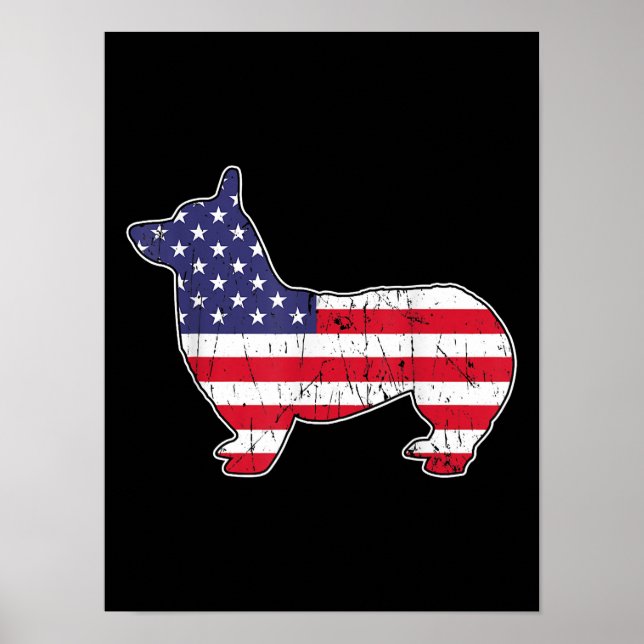 Corgi 4th Of July USA Flag America Patriotic USA Poster (Front)