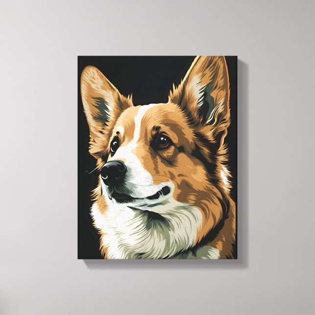 Corgi abstract portrait canvas print (Front)