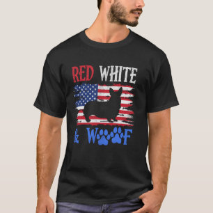 Corgi American Flag USA Red White & Woof 4th of Ju T-Shirt