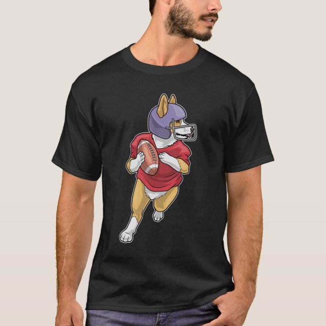 Corgi American Football Sports T-Shirt (Front)