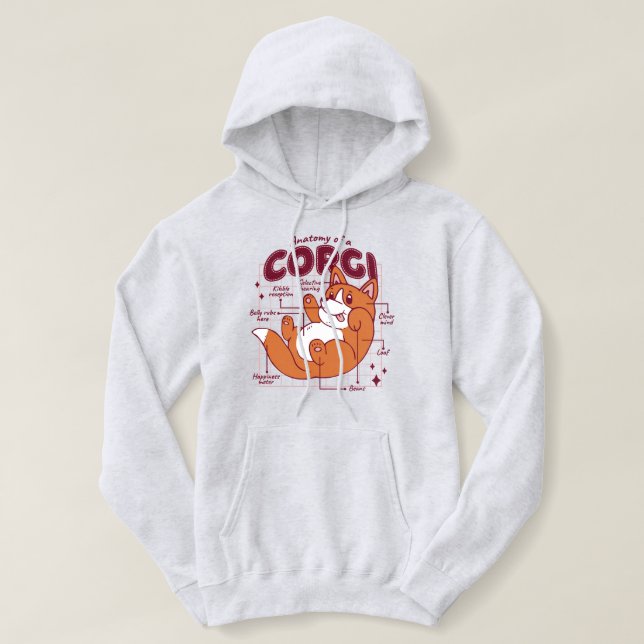 CORGI ANATOMY T-Shirt Hoodie (Design Front)