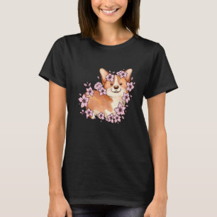 Corgi and corgi with sakura and cherry blossom 1 T-Shirt