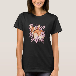 Corgi and  corgi with sakura and cherry blossom T-Shirt