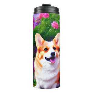 Corgi and Flowers Thermal Tumbler