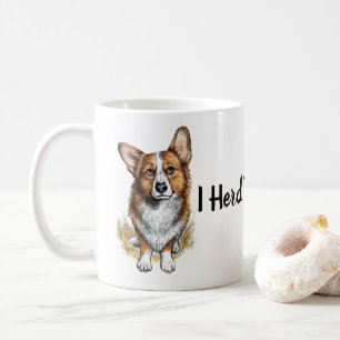 Corgi and herd of cattle coffee mug