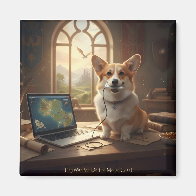 Corgi and Mouse Magnet (Front)