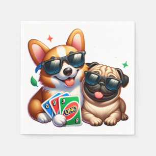 Corgi and Pug Uno Card Game Napkin
