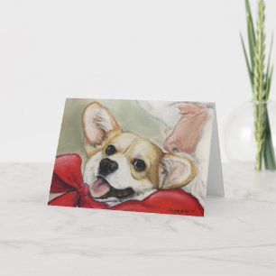 Corgi and Santa Christmas Greeting Card
