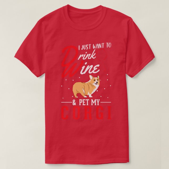 Corgi And Wine-229 T-Shirt (Design Front)