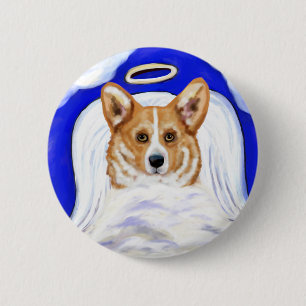 Corgi Angel 6 Cm Round Badge