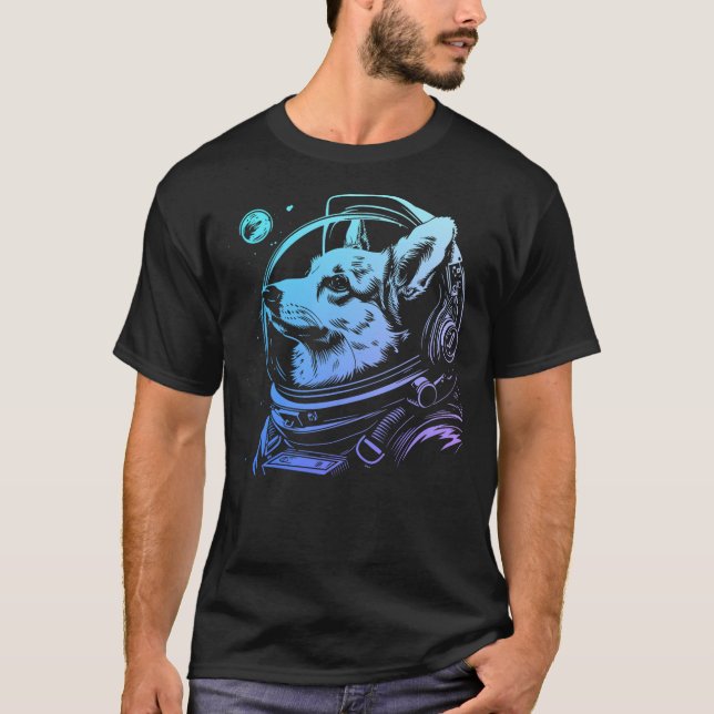 Corgi Astronaut Funny Cute Dog Space Suit T-Shirt (Front)