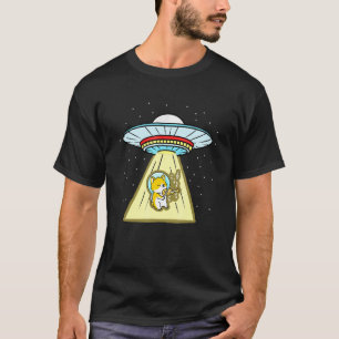 Corgi Astronaut Playing Guitar Violin Ufo Abductio T-Shirt