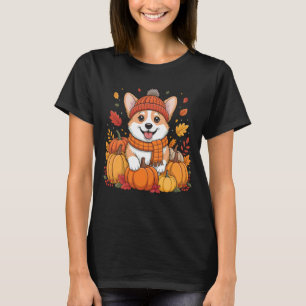 Corgi Autumn Pumpkin Outfit for Dog Lovers and Fal T-Shirt