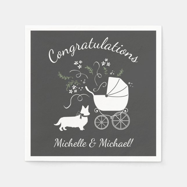 Corgi Baby Shower Dog Napkin (Front)
