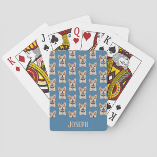 Corgi Baby Shower Game Blue Customisable Name Playing Cards