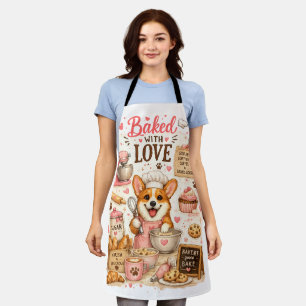 Corgi Baker With Love Cute Bakery Dog Kitchen Apron