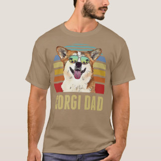 Corgi Best Dog Dad Ever Retro Sunset Beach Vibe-23 T-Shirt