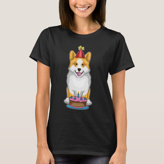Corgi Birthday Cake Candle T-Shirt (Front)