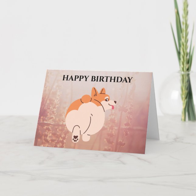 CORGI BIRTHDAY CARD. Editable text. Card (Front)