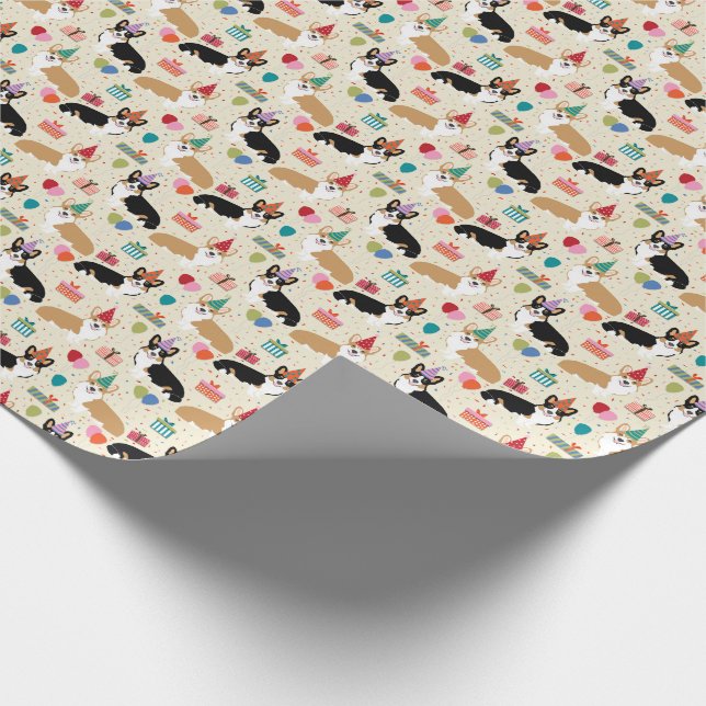 Corgi Birthday Dogs Wrapping Paper (Corner)
