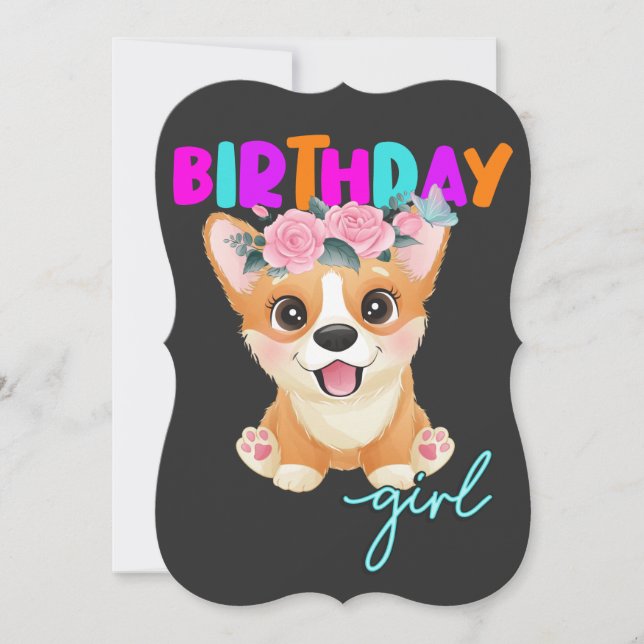 Corgi Birthday Girl Corgi Dog Lovers Gifts Invitation (Front)
