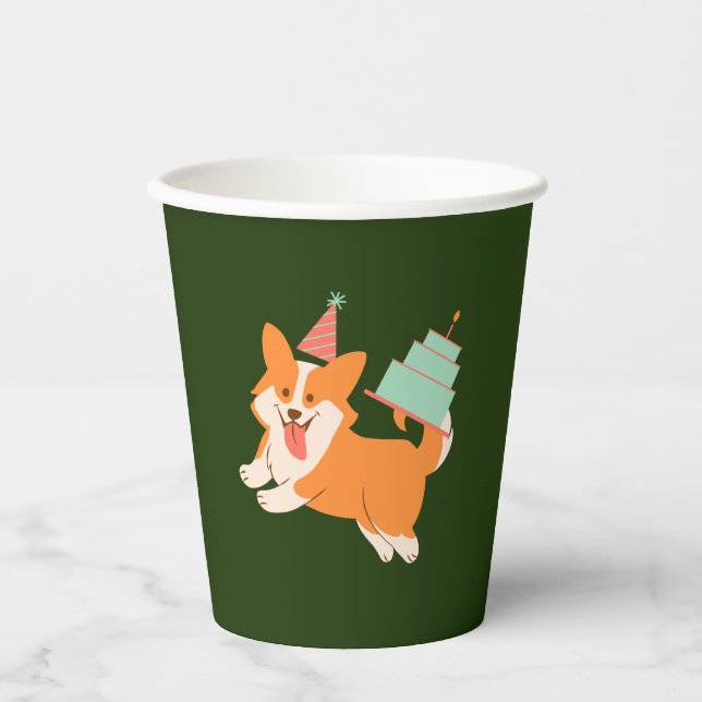 Corgi Birthday Paper Cups (Front)