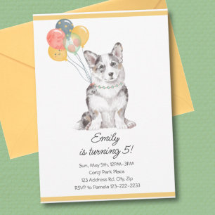 Corgi Birthday Party, Dog Party Invitation