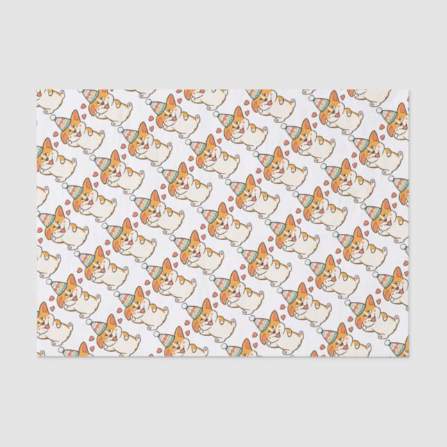 Corgi Birthday Party Tissue Paper (Front)