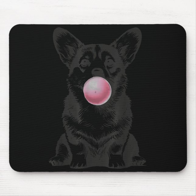 Corgi Blowing Bubble Gum Funny Dog Cartoon Meme  Mouse Mat (Front)