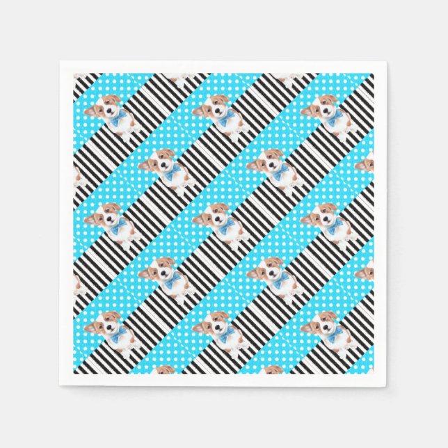Corgi Blue Pattern Napkin (Front)