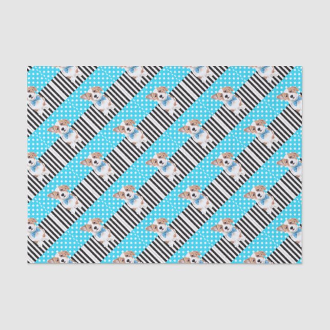 Corgi Blue Pattern Tissue Paper (Front)