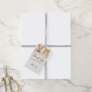 Corgi Blush Ivory Wedding Thank you Monograms Gift Tags
